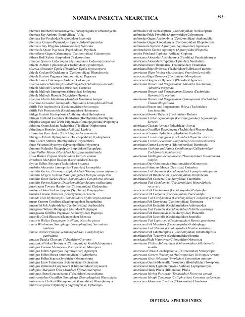 NOMINA INSECTA NEARCTICA a SPECIES INDEX