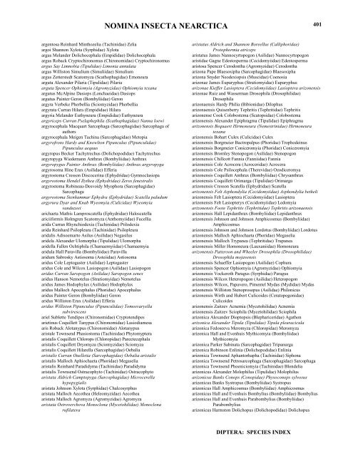 NOMINA INSECTA NEARCTICA a SPECIES INDEX