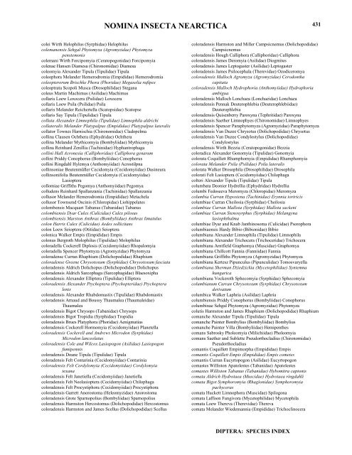 NOMINA INSECTA NEARCTICA a SPECIES INDEX