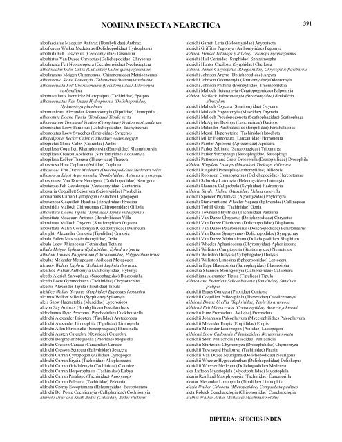 NOMINA INSECTA NEARCTICA a SPECIES INDEX