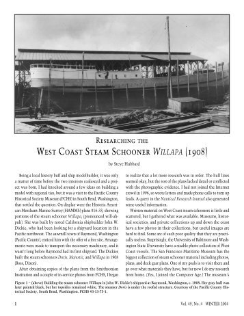 West Coast Steam Schooner WILLAPA - Pacific County Historical ...