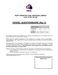 VESSEL QUESTIONNAIRE (Rev 3) - Port Waratah Coal Services