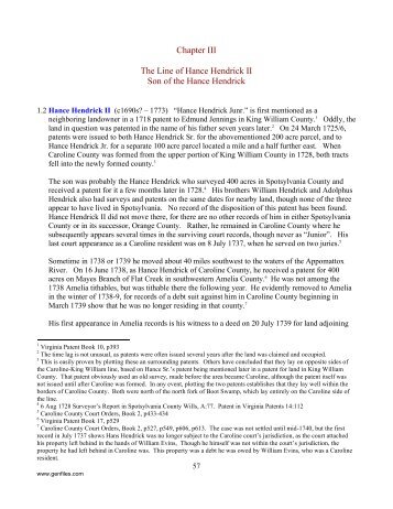 Chapter III The Line of Hance Hendrick II Son of the Hance Hendrick