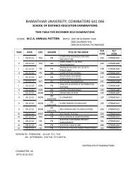 MCA / PGDCA Time Table - Bharathiar University