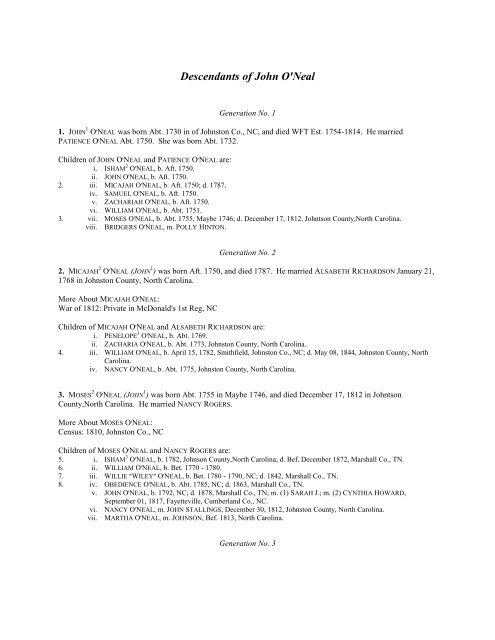 Descendants Of John O Neal Davis Krill Genealogy