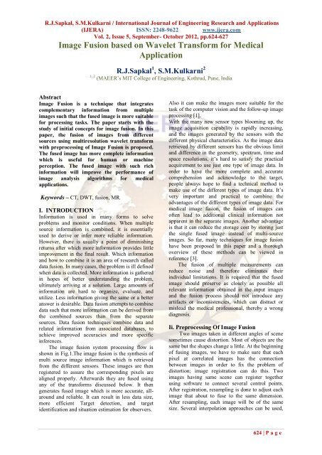 Image Fusion Based On Wavelet Transform For Medical Application Image Fusion Based On Wavelet Transform For Medical Application