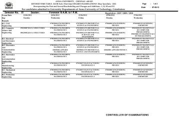 CONTROLLER OF EXAMINATIONS Forenoon 10 ... - Anna University