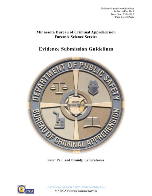 Evidence Submission Guidelines - Minnesota Department of Public ...