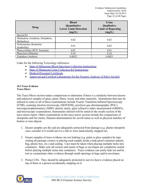 Evidence Submission Guidelines - Minnesota Department of Public ...