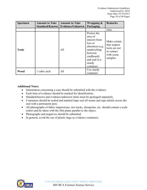 Evidence Submission Guidelines - Minnesota Department of Public ...