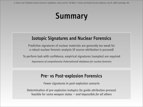 Nuclear Forensics: Capabilities, Limits, and the - Princeton University