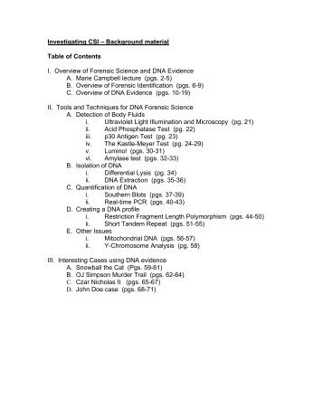 Investigating CSI – Background material Table of Contents I ...