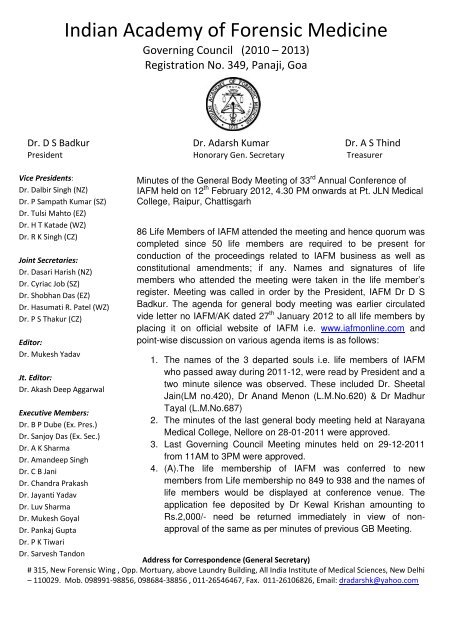 Indian Academy of Forensic Medicine - Official website of IAFM