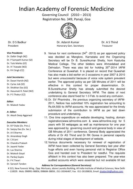 Indian Academy of Forensic Medicine - Official website of IAFM