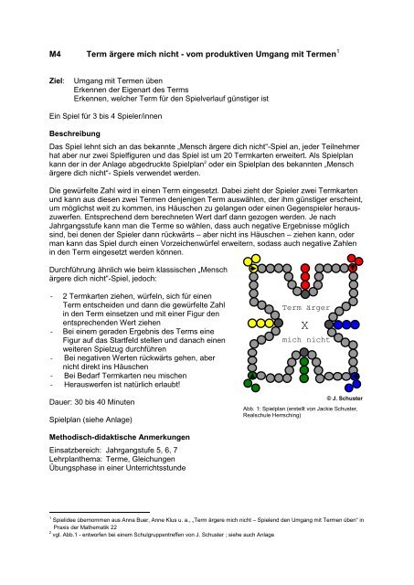 M4 Term ärgere mich nicht - vom produktiven ... - SINUS Bayern