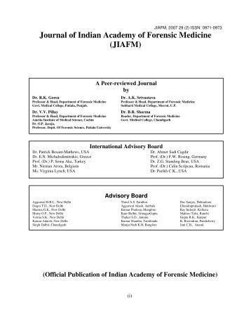Journal of Indian Academy of Forensic Medicine (JIAFM)