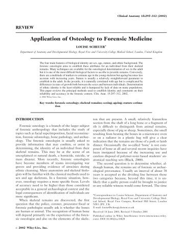 Application of osteology to forensic medicine - Wiley Online Library