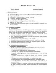 1 PROGRAM SPECIFICATION Sohag University Faculty of Medicine A