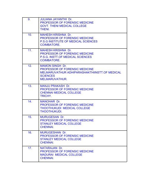 Forensic Medicine - Tamil Nadu Dr. M G R Medical University