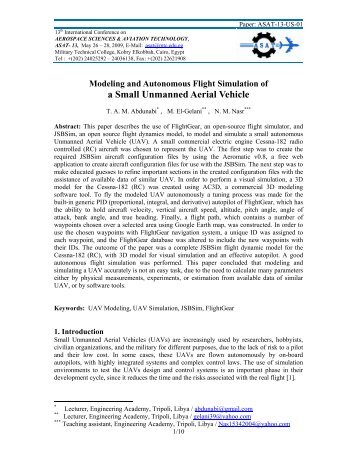 Modeling And Autonomous Flight Simulation Of A Small - Military ...