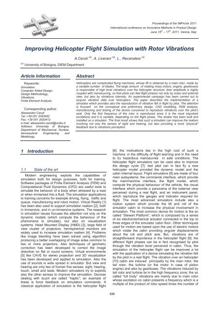 Improving Helicopter Flight Simulation with Rotor ... - IMProVe2011