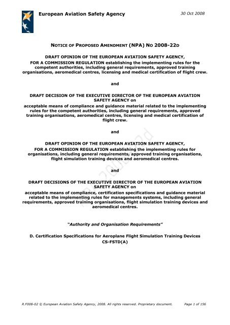 NPA 2008-22d - Certification Specifications ofr Aeroplane Flight ...
