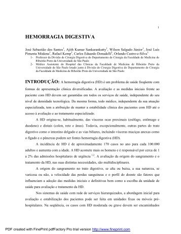 HEMORRAGIA DIGESTIVA - Departamento de Cirurgia e Anatomia