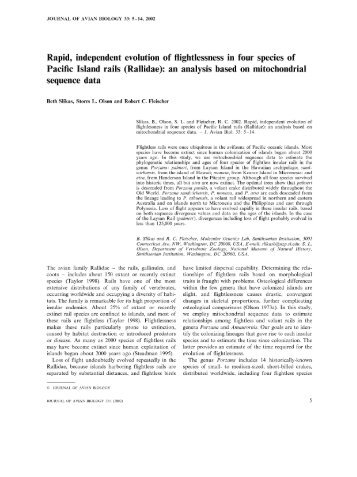 Rapid, independent evolution of flightlessness in four species of ...