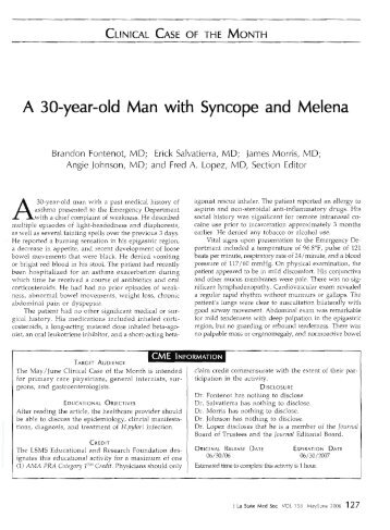 A 30-year-old Man with Syncope and Melena - School of Medicine