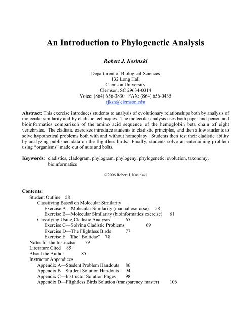 An Introduction to Phylogenetic Analysis - Association for Biology ...