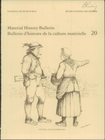 Material History Bulletin Bulletin d'histoire de la culture materielle 20