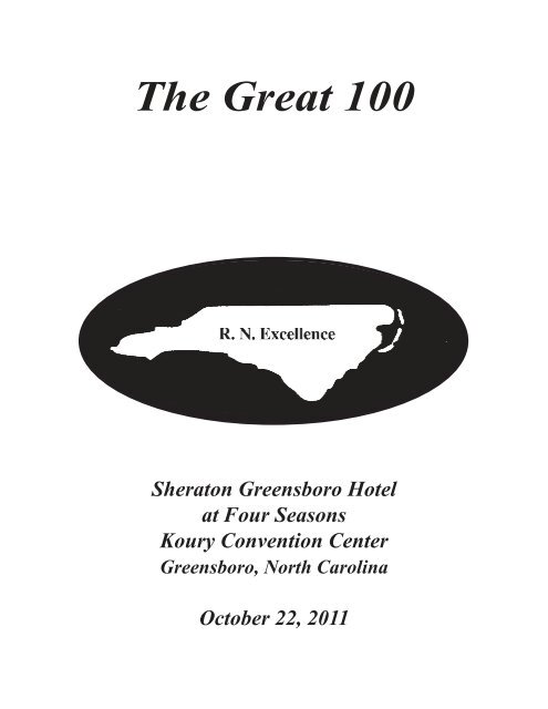 the Great 100 Nurses of North Carolina