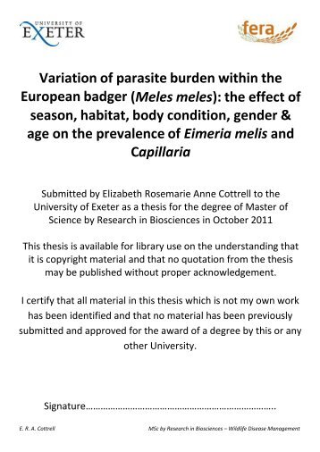 Variation of parasite burden within the European badger (Meles ...