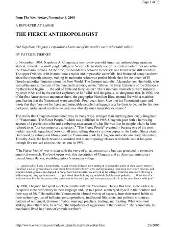 THE FIERCE ANTHROPOLOGIST