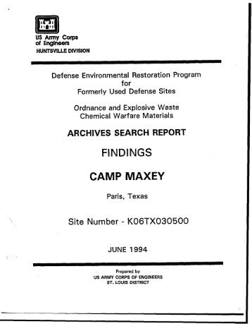 Camp Maxey - Archives Search Report - Findings - USA ProjectHost