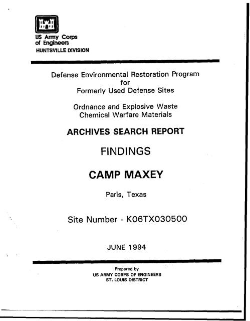 Camp Maxey - Archives Search Report - Findings - USA ProjectHost