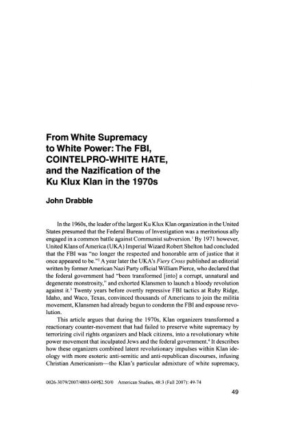 From White Supremacy to White Power - Great White Desert