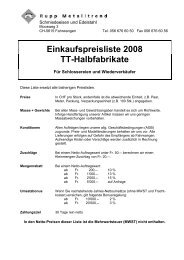 Einkaufspreisliste 2008 TT-Halbfabrikate - Rupp Metalltrend AG