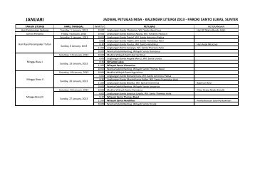 Jadwal Tugas Misa 2013 FINAL.xlsx - Paroki Santo Lukas Sunter