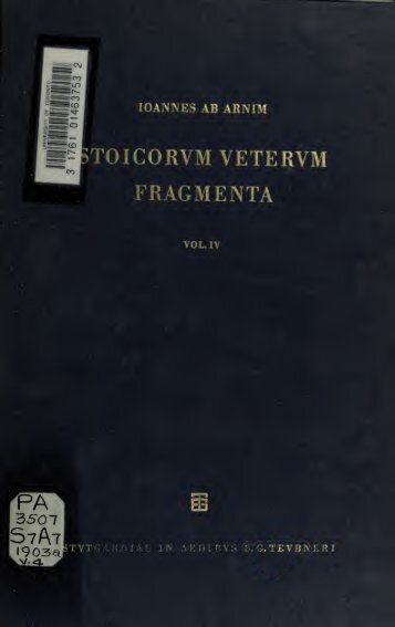 Stoicorum veterum fragmenta - College of Stoic Philosophers