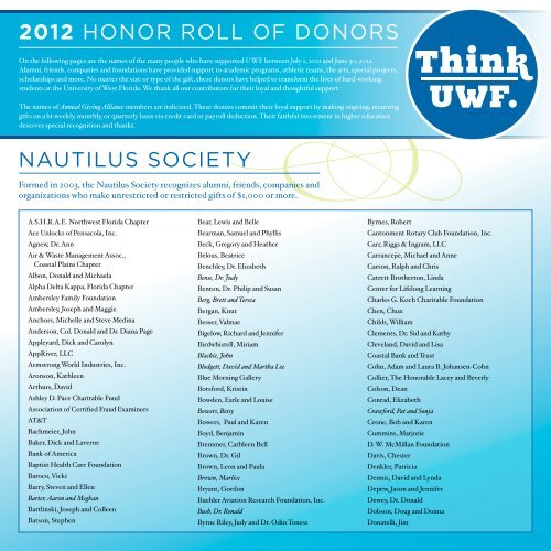 Nautilus society - University of West Florida