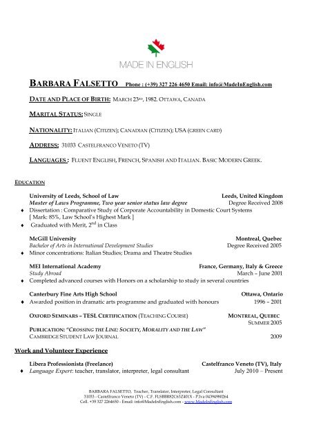 B Falsetto Cv English 2010 Made In English