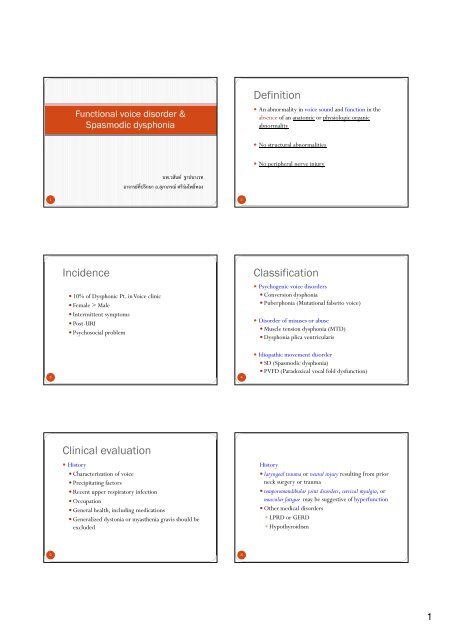 Definition Incidence Classification Clinical evaluation