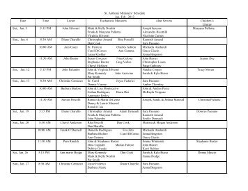 St. Anthony Ministers' Schedule - Saint Anthony Church