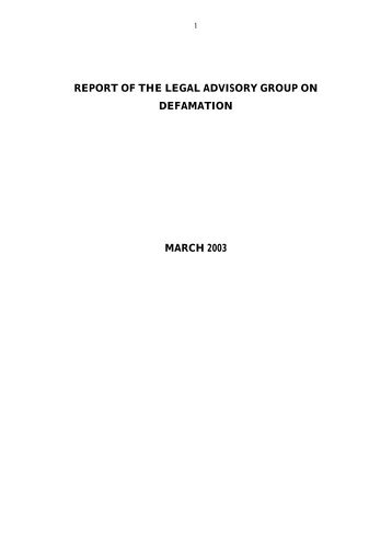 Report of the Legal Advisory Group on Defamation