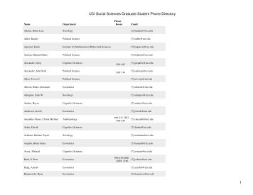 UCI Social Sciences Graduate Student Phone Directory - School of ...