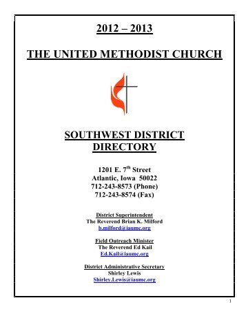 2012-2013 Southwest District Directory - Iowa Annual Conference of ...