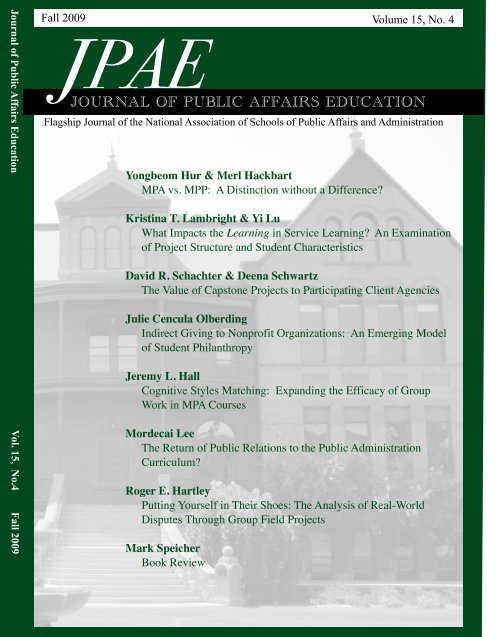 JOURNAL OF PUBLIC AFFAIRS EDUCATION - National ...