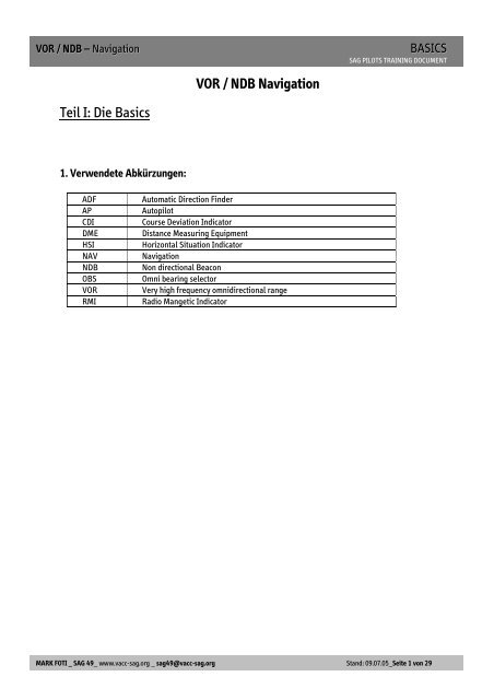VOR / NDB Navigation Teil I: Die Basics