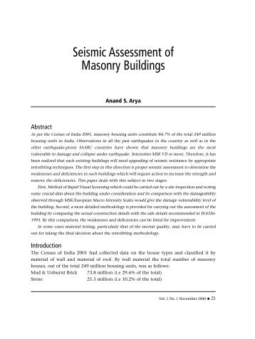 Seismic Assessment of Masonry Buildings